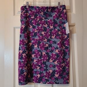 NWT Cassie XL Knit Midi Pencil Skirt Floral Purple Pink Black